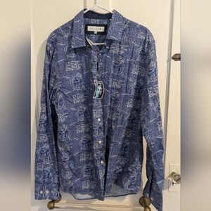 John Lennon "Imagine" Blue Patterned Men's Shirt NWT